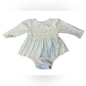 BABY Girl Bodysuit Size 12 months Light Green Bow Print